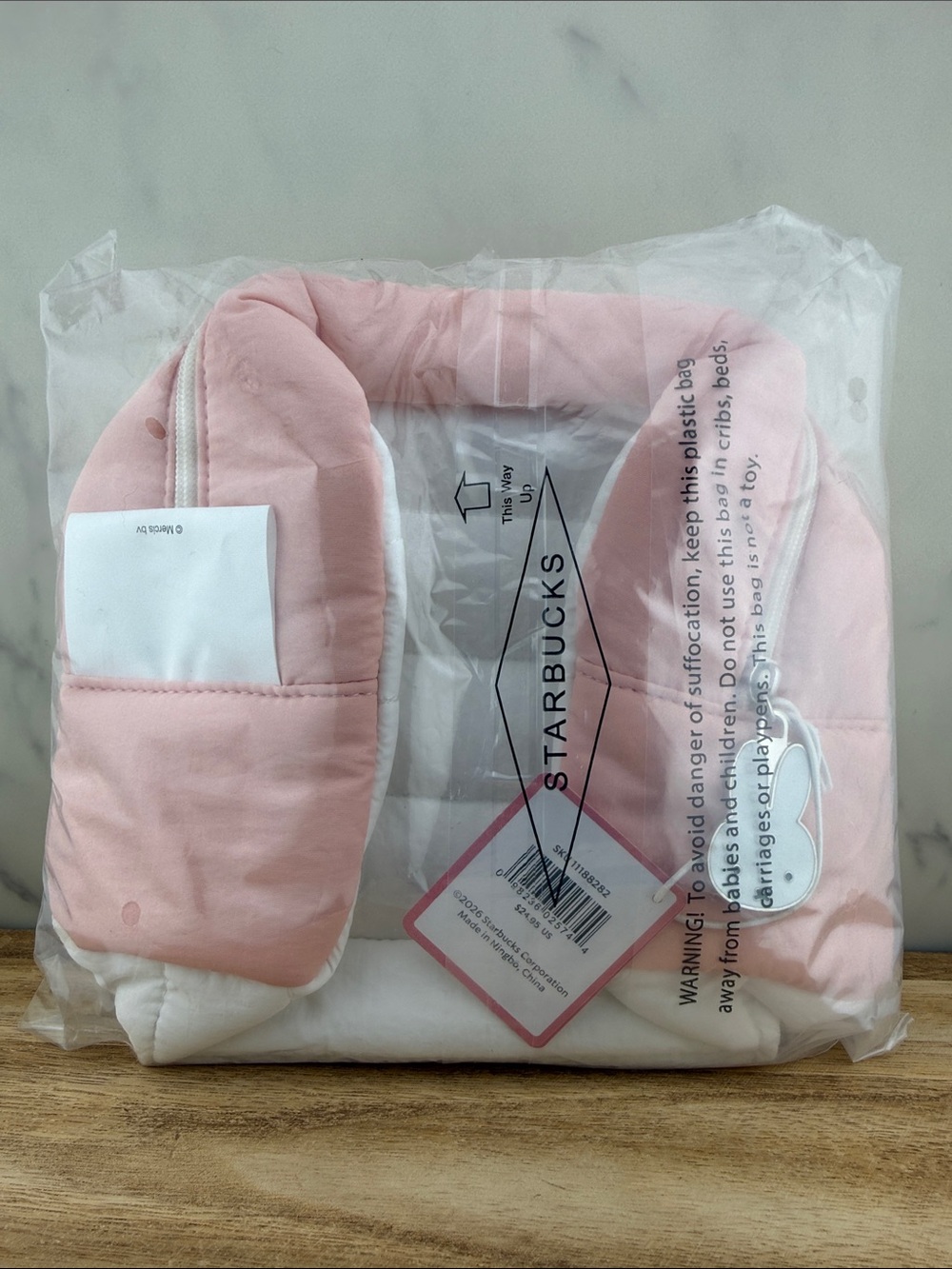Miffy X Starbucks Collab 2026 Quilted White Pouch with Pink Trim Limited Edition - Picture 2 of 3